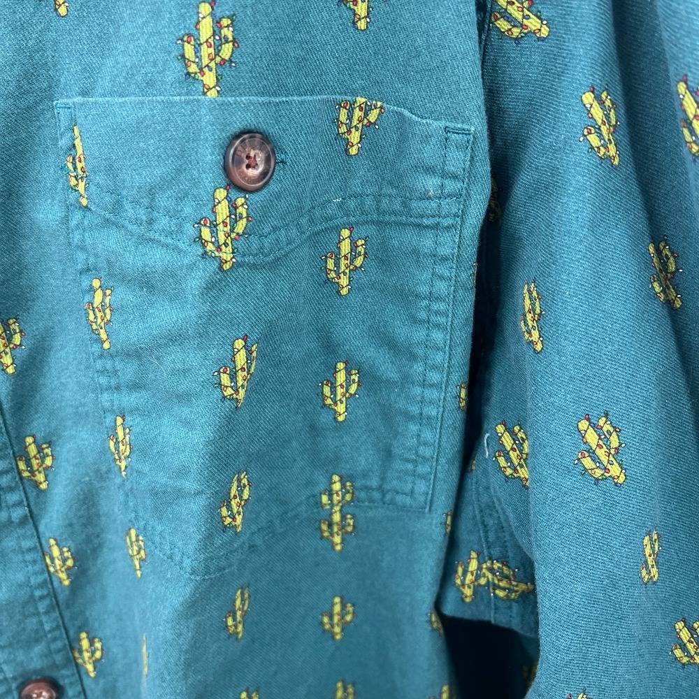 Duluth Green Christmas Cacti cactus Long Sleeve Flannel Button Up shirt 3XL - Picture 5 of 9
